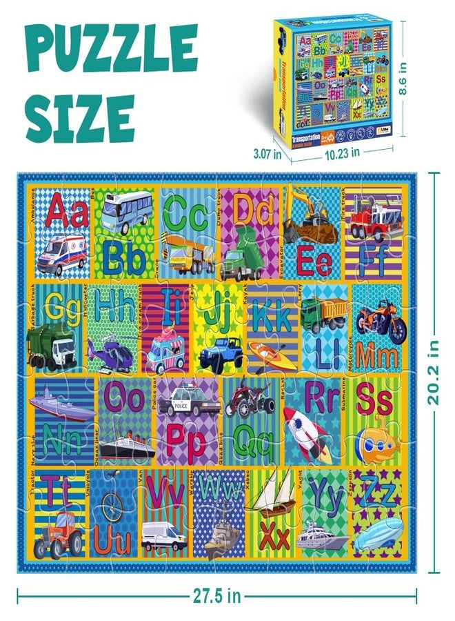 LithoConcepts Floor Puzzle for Kids,48 Piece Transportation Letter A-Z Alphabet Puzzle,Vivid of Cartoon Design Letter Games for Preschoolers,Learn ABCs with Fun- Interactive Educational Toy for Ages 3+ - Image 2